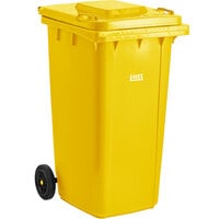 Lavex 64 Gallon Yellow Wheeled Rectangular Trash Can with Lid