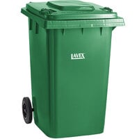 Lavex 95 Gallon Green Wheeled Rectangular Trash Can with Lid
