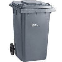 Lavex 95 Gallon Gray Wheeled Rectangular Trash Can with Lid