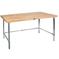 John Boos & Co. SNB03 Wood Top Work Table with Stainless Steel Base - 24" x 60"