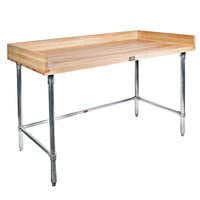 John Boos & Co. DSB01 Wood Top Baker's Table with Stainless Steel Base - 24" x 48"