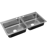 Just Manufacturing DL-ADA-2233-A-355DCR 2 Compartment Stainless Steel ADA Drop-In Sink Bowl with Rear Center Drain - 14" x 16" x 5 1/2"