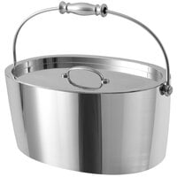 Crafthouse by Fortessa Signature 12" x 8" x 5 1/4" Stainless Steel Oval Ice Bucket with Lid and Handle CRFTHS.5.3013
