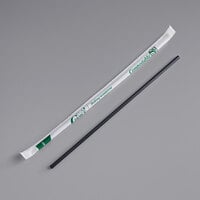 EcoChoice 10" Black Jumbo Compostable Wrapped PLA Straw - 300/Pack