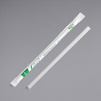 EcoChoice 7 3/4" Natural Jumbo Compostable Wrapped PLA Straw - 400/Pack