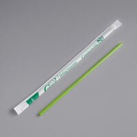 EcoChoice 7 3/4 inch Green Jumbo Compostable Wrapped PLA Straw - 400/Pack