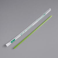 EcoChoice 10" Green Jumbo Compostable Wrapped PLA Straw - 300/Pack
