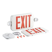 Lavex Round LED Slim Exit Sign / Emergency Light Combination with Battery Backup - 1.1/1.3W Unit