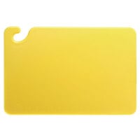 San Jamar CB121812YL Cut-N-Carry® 18" x 12" x 1/2" Yellow Cutting Board with Hook