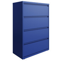 Hirsh Industries 24257 HL10000 Series Classic Blue Four-Drawer Lateral File Cabinet - 36" x 18 5/8" x 52 1/2"