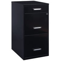 Hirsh Industries 20990 Space Solutions SOHO Black Three-Drawer Vertical Organizer File Cabinet with Supply Drawer - 14 1/4" x 18" x 27 1/2"