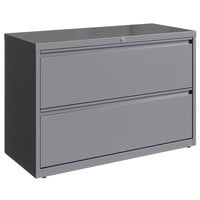 Hirsh Industries 23748 HL10000 Series Arctic Silver Two-Drawer Lateral File Cabinet - 42" x 18 5/8" x 28"