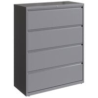 Hirsh Industries 23750 HL10000 Series Arctic Silver Four-Drawer Lateral File Cabinet - 42" x 18 5/8" x 52 1/2"