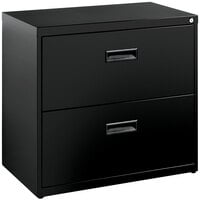 Hirsh Industries 19296 Space Solutions SOHO Black Two-Drawer Lateral File Cabinet with Arc Pull Handles - 30" x 17 5/8" x 27 3/4"
