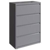 Hirsh Industries 23746 HL10000 Series Arctic Silver Four-Drawer Lateral File Cabinet - 36" x 18 5/8" x 52 1/2"