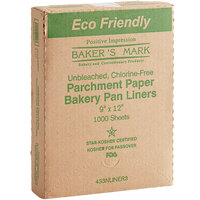 Baker's Mark 9" x 12" Quarter Size Unbleached Quilon® Coated Parchment Paper Bun / Sheet Pan Liner Sheet - 100/Pack