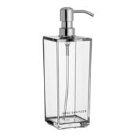 American Metalcraft DPPS24 24 oz. Clear Plastic Square Refillable Hand Sanitizer Dispenser with Silkscreen and Stainless Steel Pump
