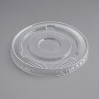 Choice 32 oz. Clear PET Plastic Flat Lid with No Straw Slot - 500/Case
