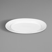 Bauscher by BauscherHepp 462023 Relation Today 9 1/16" x 6 5/16" Bright White Oval Wide Rim Porcelain Platter - 24/Case