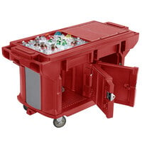 Cambro VBRUTHD5158 Red 5' Versa Ultra Work Table with Storage and Heavy-Duty Casters