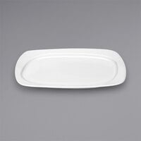 Bauscher by BauscherHepp 442137 Solutions 14 13/16" x 8 1/4" Bright White Rectangular Wide Rim Porcelain Platter - 6/Case