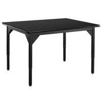 National Public Seating HDT3-3648H 36" x 48" Black Frame Heavy-Duty Height Adjustable Lab Table with High-Pressure Laminate Top