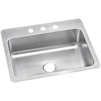 Zurn Elkay DSESR127223 Dayton Single Bowl Drop-In Dual Mount Sink with Three Faucet Holes - 24" x 16" x 8" Bowl