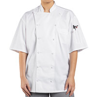 Uncommon Chef Aruba Pro Vent 0480 White Lightweight Customizable Short Sleeve Chef Coat with Mesh Back