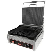 Cecilware SG1LG-240 Single Plus Panini Sandwich Grill with Grooved Grill Surfaces - 14 1/8" x 11" Cooking Surface - 240V, 2400W