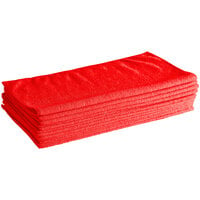 Lavex 16" x 16" Red Microfiber General Purpose Cloth - 12/Pack