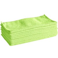 Lavex 12" x 12" Green Microfiber General Purpose Cloth - 12/Pack