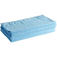 Lavex 16 inch x 16 inch Blue Microfiber General Purpose Cloth - 12/Pack