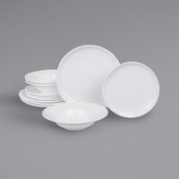Elite Global Solutions Swirl White Melamine Dinnerware Set with Service for 4   - 12/Set