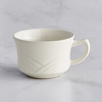 Acopa Swell 7 oz. Ivory (American White) Embossed Stoneware Cup - 36/Case
