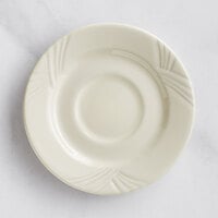 Acopa Swell 5 1/2" Ivory (American White) Embossed Stoneware Saucer - 36/Case