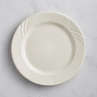 Acopa Swell 12" Ivory (American White) Embossed Wide Rim Stoneware Plate - 12/Case