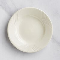 Acopa Swell 6 1/4" Ivory (American White) Embossed Wide Rim Stoneware Plate - 36/Case