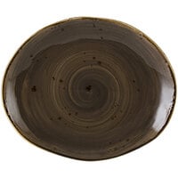 Tuxton GGM-023 TuxTrendz Artisan Geode Mushroom 13 1/4" x 11" Oval China Platter - 12/Case