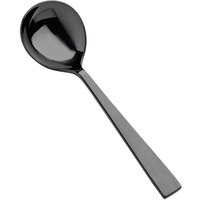 Bon Chef S3722B Roman 6 5/8" 18/10 Stainless Steel Extra Heavy Weight Black Round Bowl Soup Spoon - 12/Case