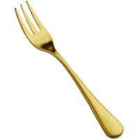 Bon Chef S4108GM Como 5 1/2" 18/10 Stainless Steel Extra Heavy Weight Matte Gold Oyster / Cocktail Fork - 12/Case
