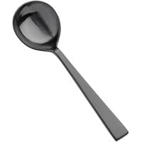 Bon Chef S3722BM Roman 6 5/8" 18/10 Stainless Steel Extra Heavy Weight Matte Black Round Bowl Soup Spoon - 12/Case