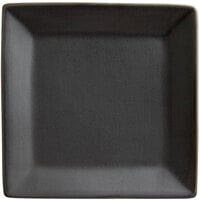 Acopa 5" Matte Black Square Stoneware Plate - 8/Pack