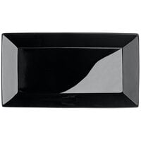 Acopa 14 1/2" x 8 1/4" Glossy Black Rectangular Stoneware Platter - 12/Case