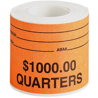 Controltek USA 550003 2" x 4" Orange Self-Adhesive $1000 Quarters Labels - 100/Box