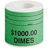 Controltek USA 550002 2" x 4" Green Self-Adhesive $1000 Dimes Labels - 100/Box