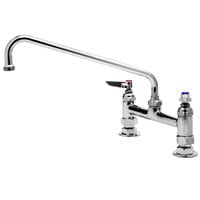 T&S B-0221 Deck Mounted Faucet with 12" Swing Nozzle, 8" Adjustable Centers, 18.39 GPM Stream Regulator Outlet, Eterna Cartridges, and Lever Handles