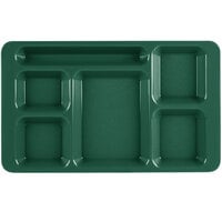 Cambro 1596CW119 Camwear (2 x 2) 9" x 15" Ambidextrous Heavy-Duty Polycarbonate NSF Sherwood Green 6 Compartment Serving Tray - 24/Case