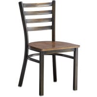 Lancaster Table & Seating Distressed Copper Finish Ladder Back Chair with Vintage Wood Seat - Detached