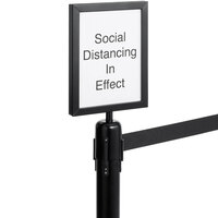 American Metalcraft RBSIGNBL Black "Social Distancing In Effect" Retractable Barrier System Sign