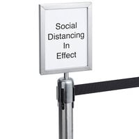 American Metalcraft RBSIGNS Silver "Social Distancing In Effect" Retractable Barrier System Sign
